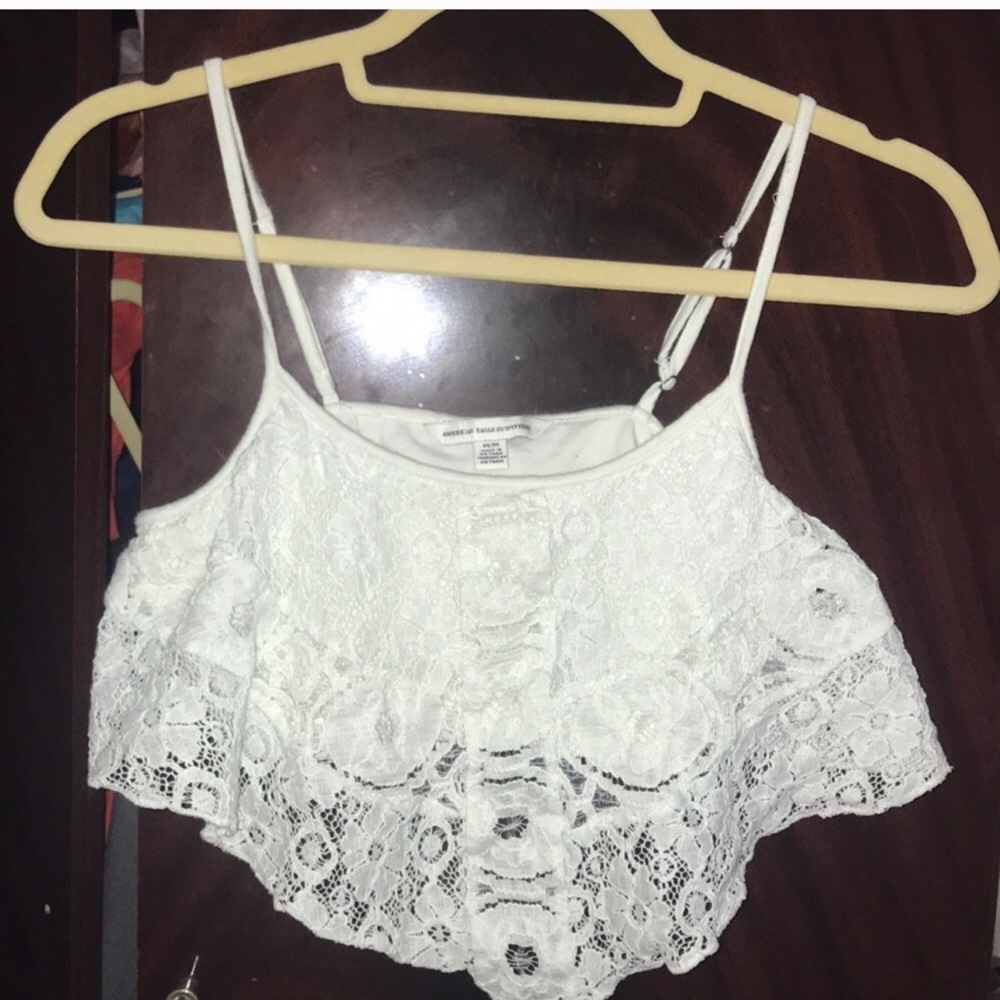 American Eagle White Lace Crop Top